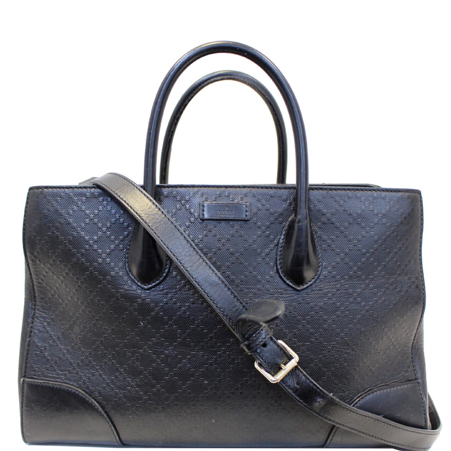 GUCCI Bright Diamante Medium Top Handle Bag Black
