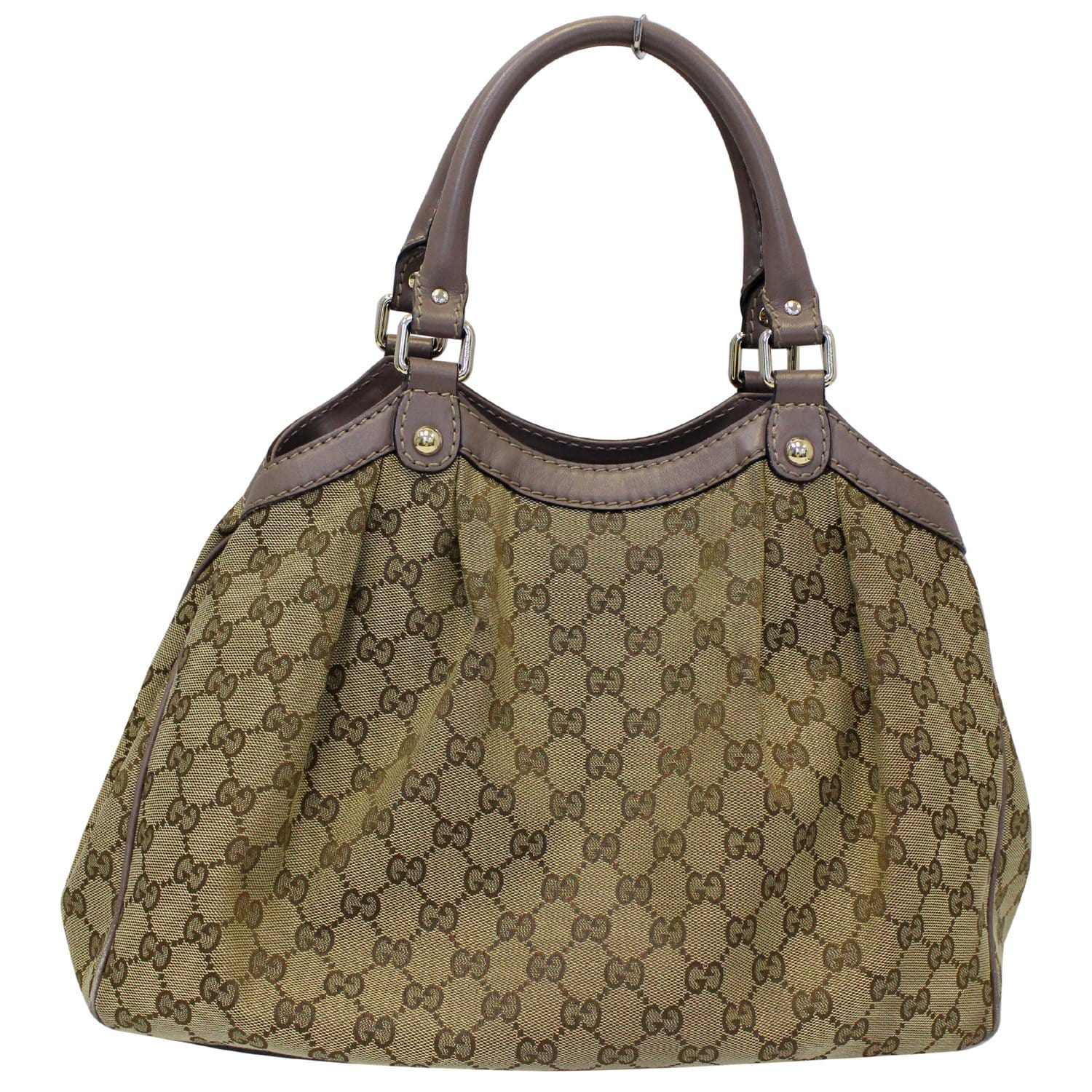 GUCCI Sukey Medium  GG Canvas Tote Bag Beige 211944