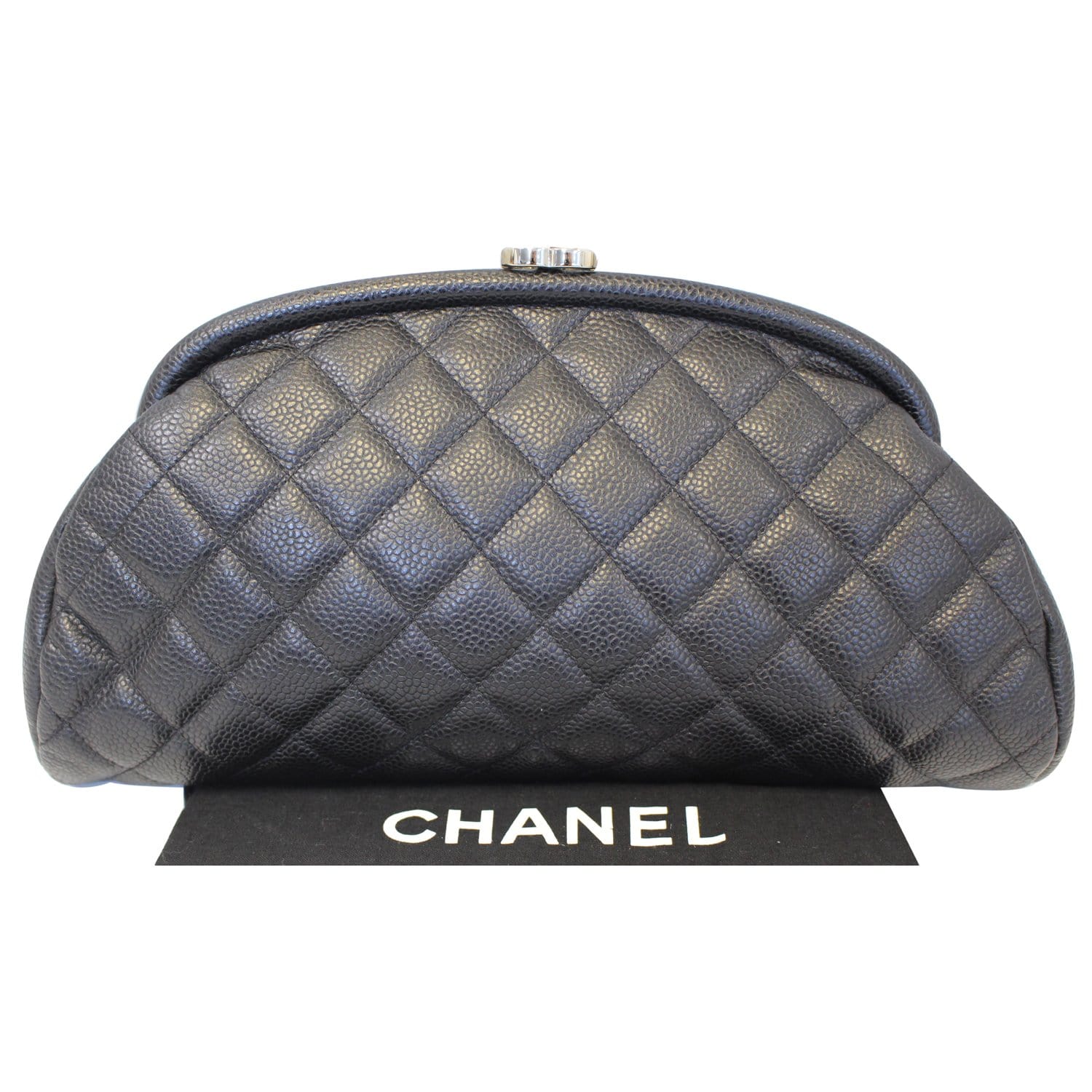 CHANEL Timeless Caviar Quilted Leather Clutch Black