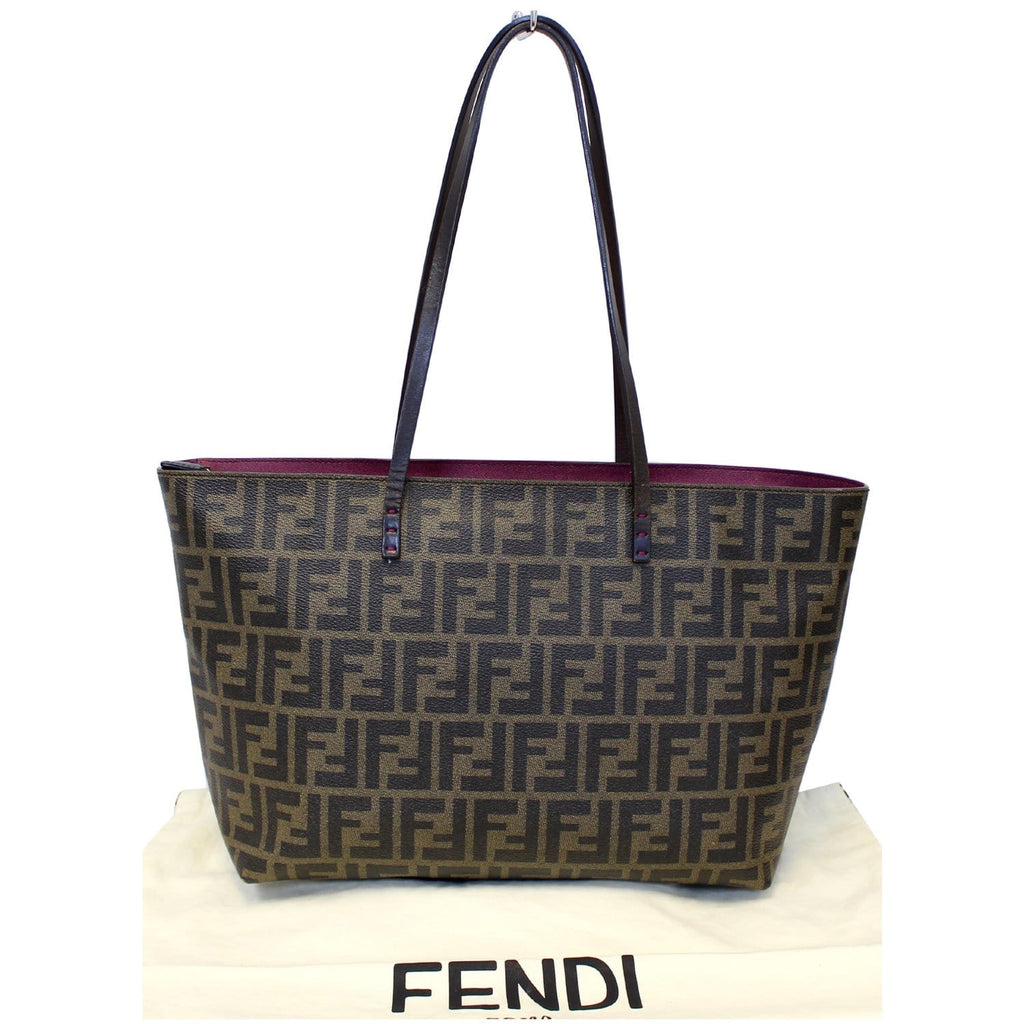 FENDI Zucca Print Canvas Small Roll Tote Bag Brown