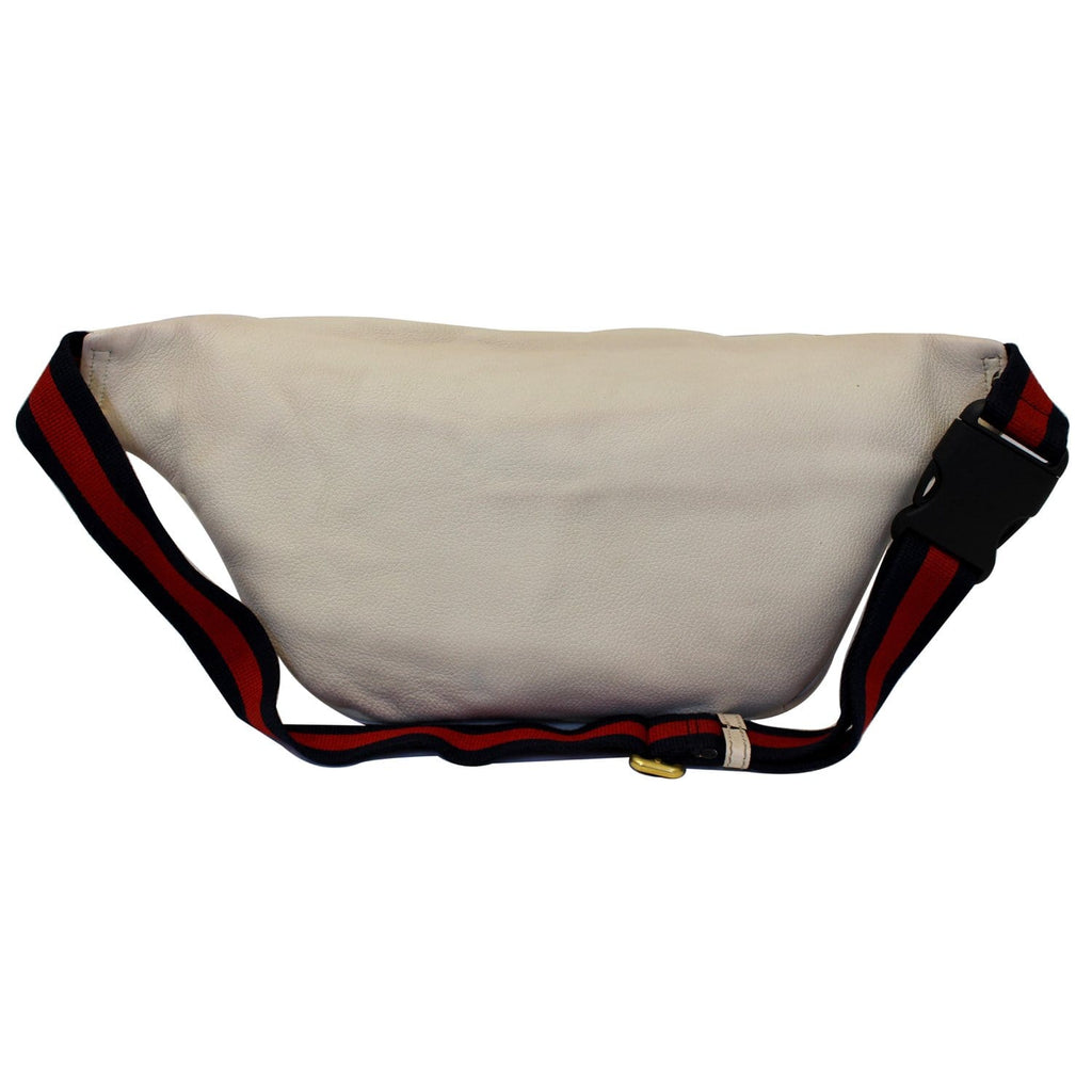 GUCCI Print Leather Medium Belt Waist Bum Bag White 530412