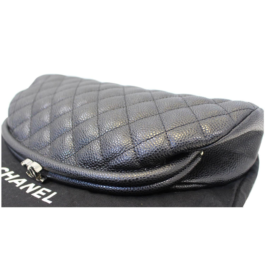 CHANEL Timeless Caviar Quilted Leather Clutch Black