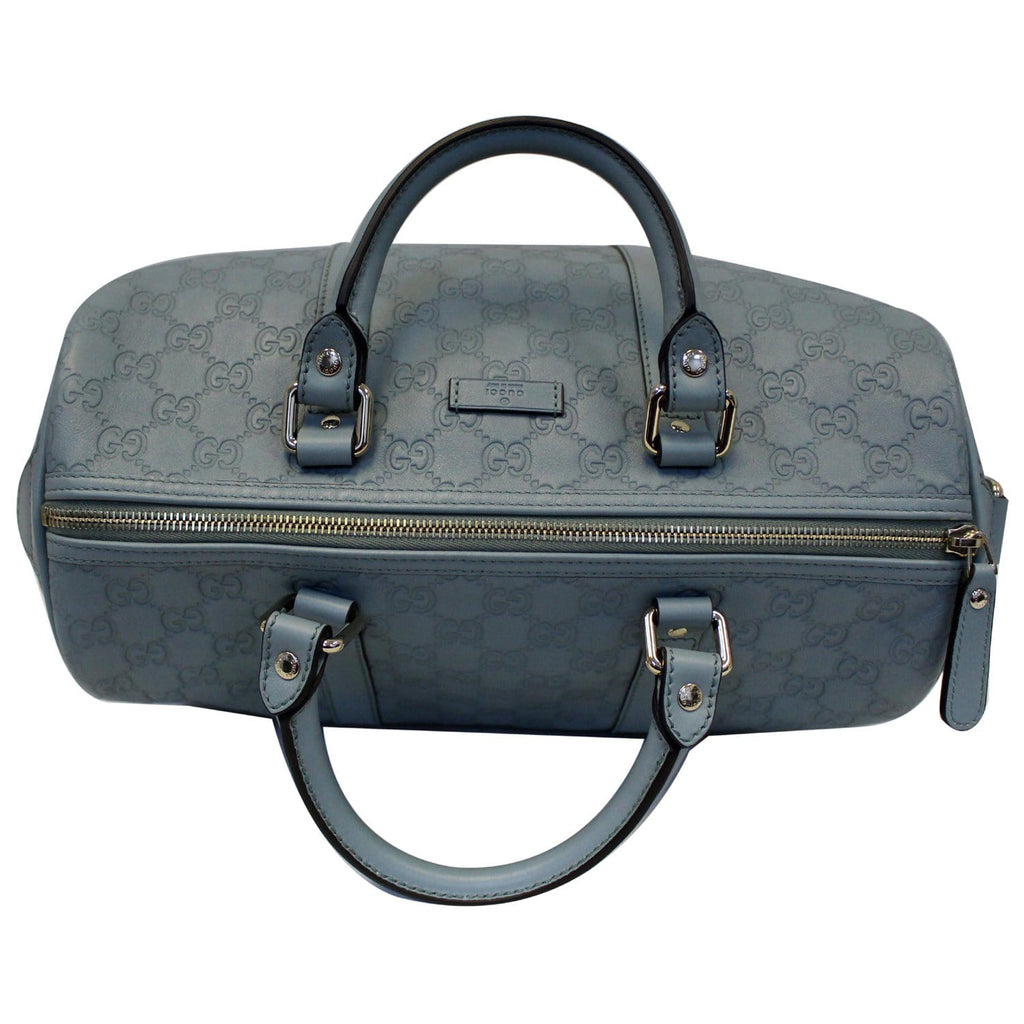 GUCCI Medium Joy Guccissima Leather Boston Bag Turquoise