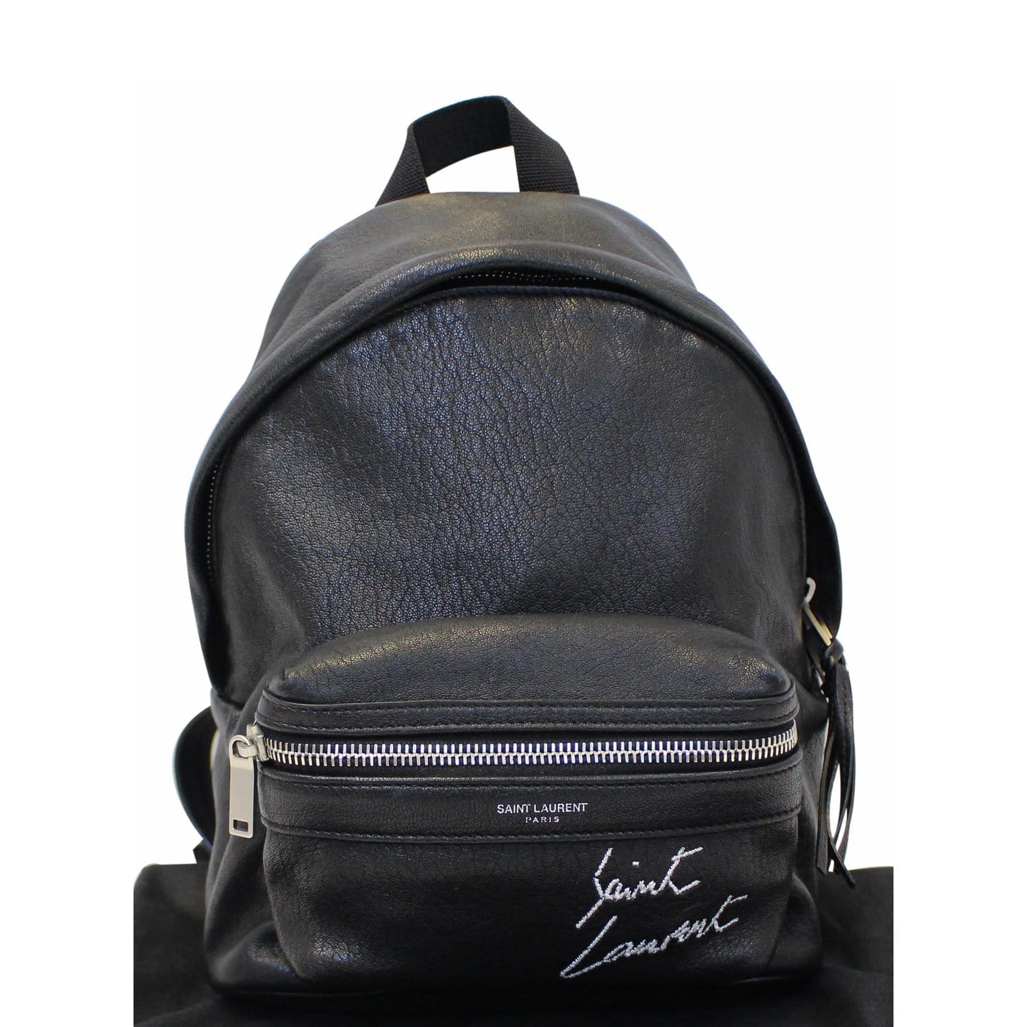 YVES SAINT LAURENT Toy City Embroidered Leather Backpack Bag Black