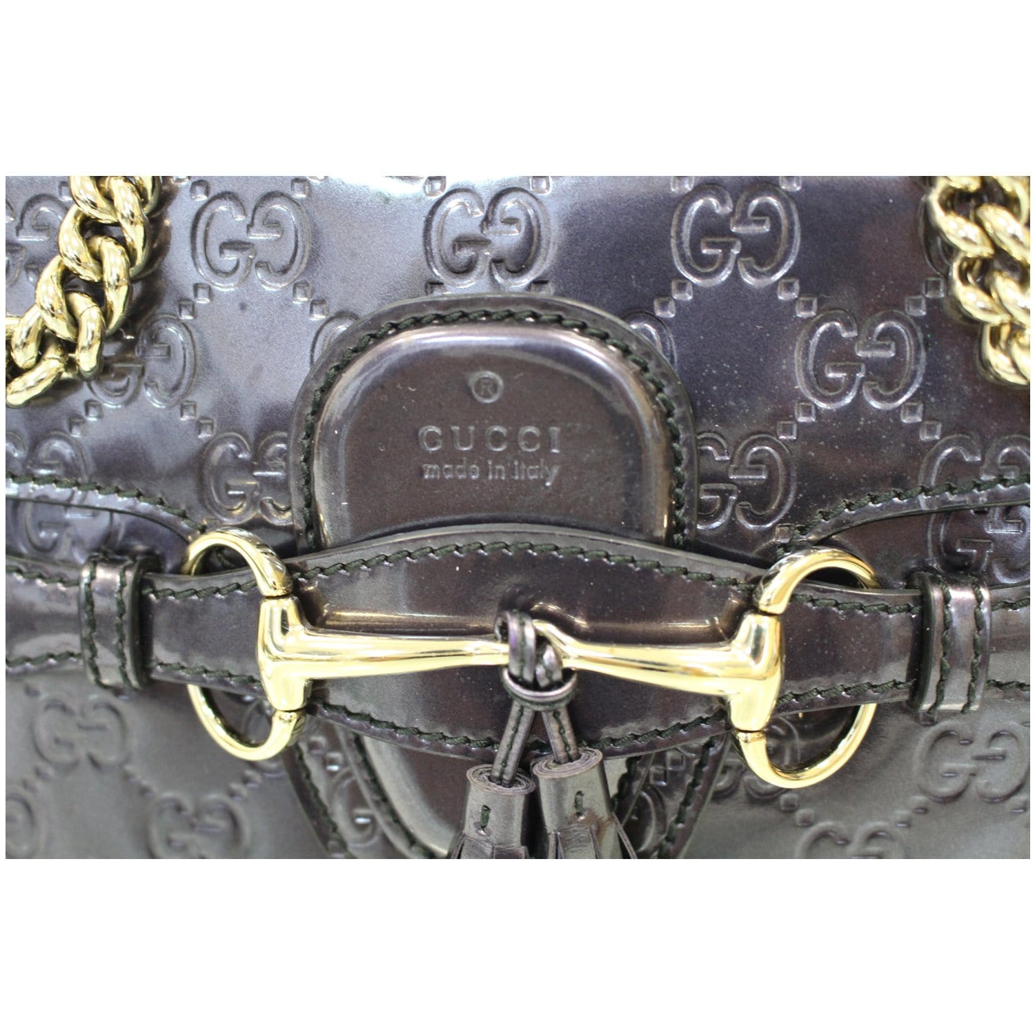 GUCCI Emily Guccissima Chain Shoulder Bag Plum 295402