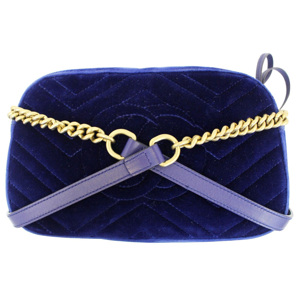 GUCCI GG Marmont Velvet Small Crossbody Bag Cobalt Blue 447632