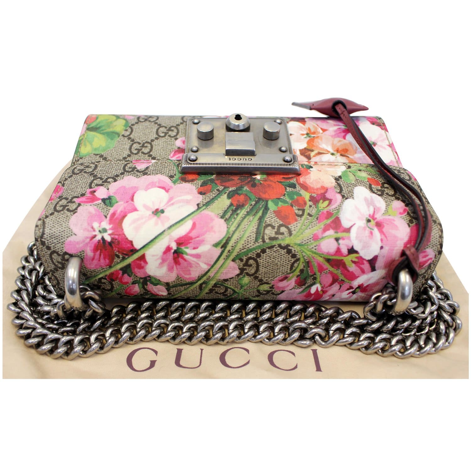GUCCI Small Padlock GG Supreme Monogram Blooms Print Shoulder Bag