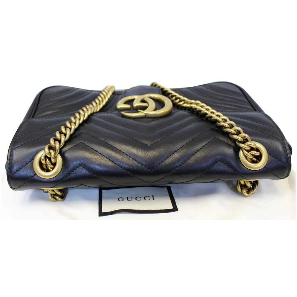 GUCCI GG Marmont Small Matelasse Leather Crossbody Bag Black