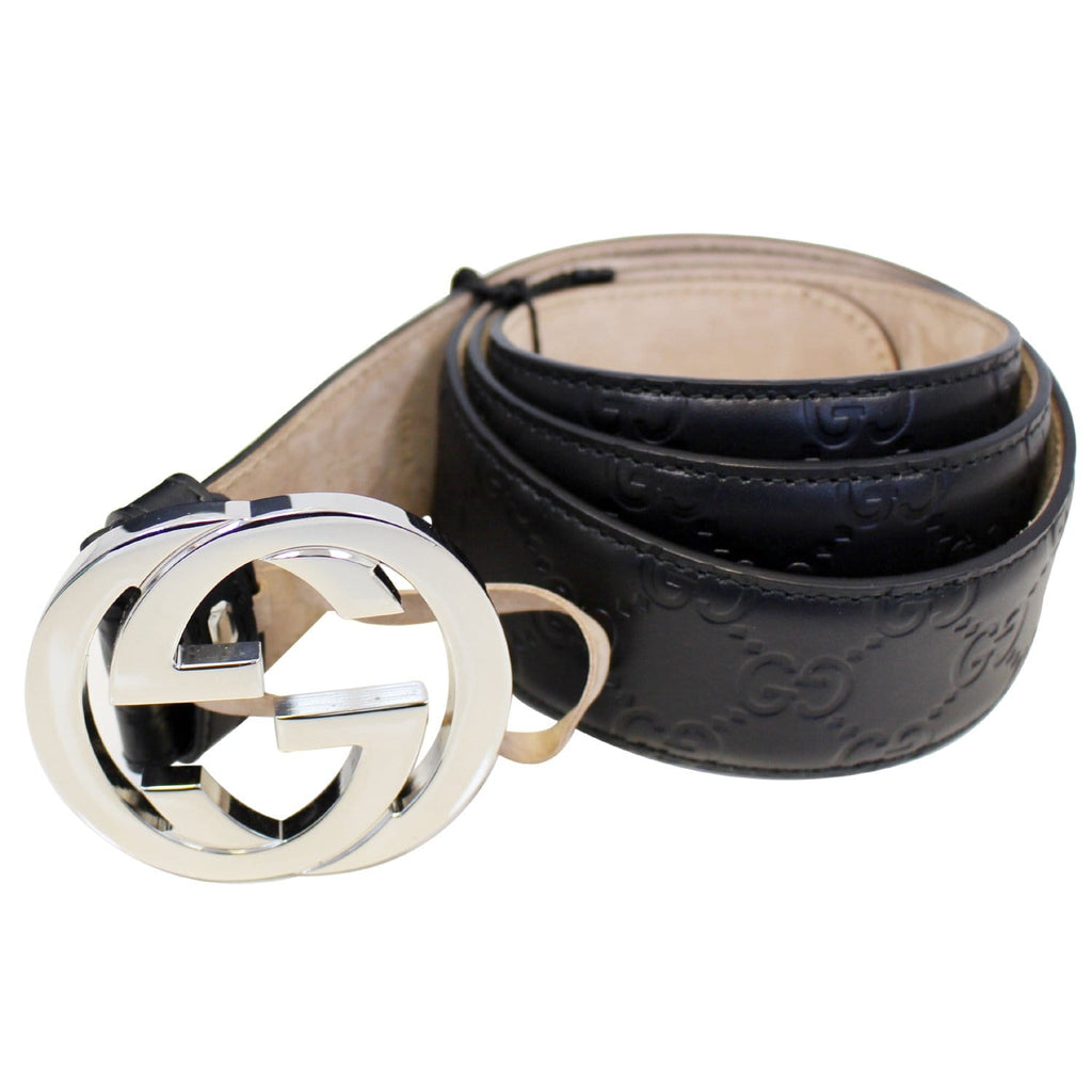 GUCCI Interlocking G Signature Leather Belt 411924