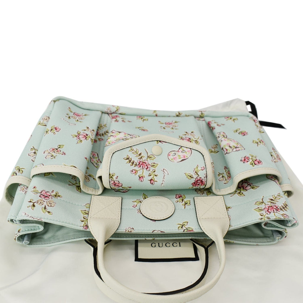 GUCCI Children's Floral Print Canvas Bag Light Blue 628159