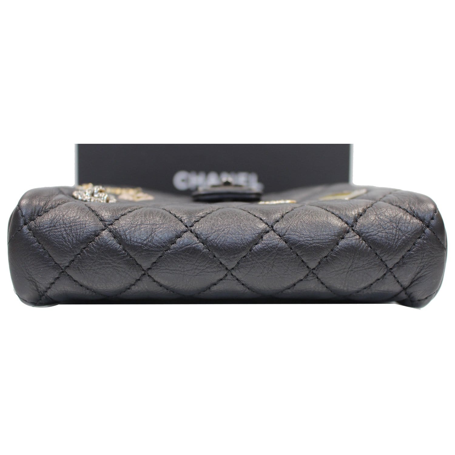 CHANEL Reissue Lucky Charm Quilted Leather Chain Crossbody Clutch Bag Black