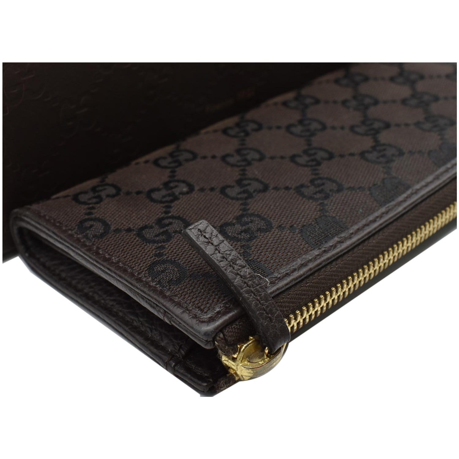 GUCCI GG Canvas Zip Around Wallet Brown 268917