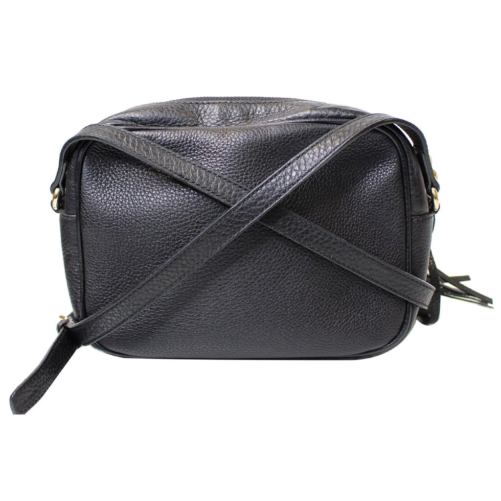GUCCI Soho Disco Pebbled Leather Small Crossbody Bag Black 308364