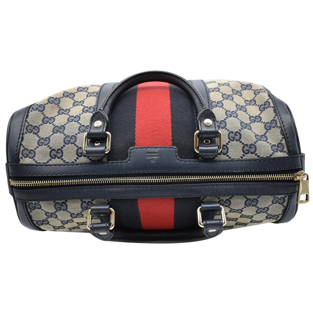 GUCCI Vintage Web Original GG Boston Bag Blue 247205