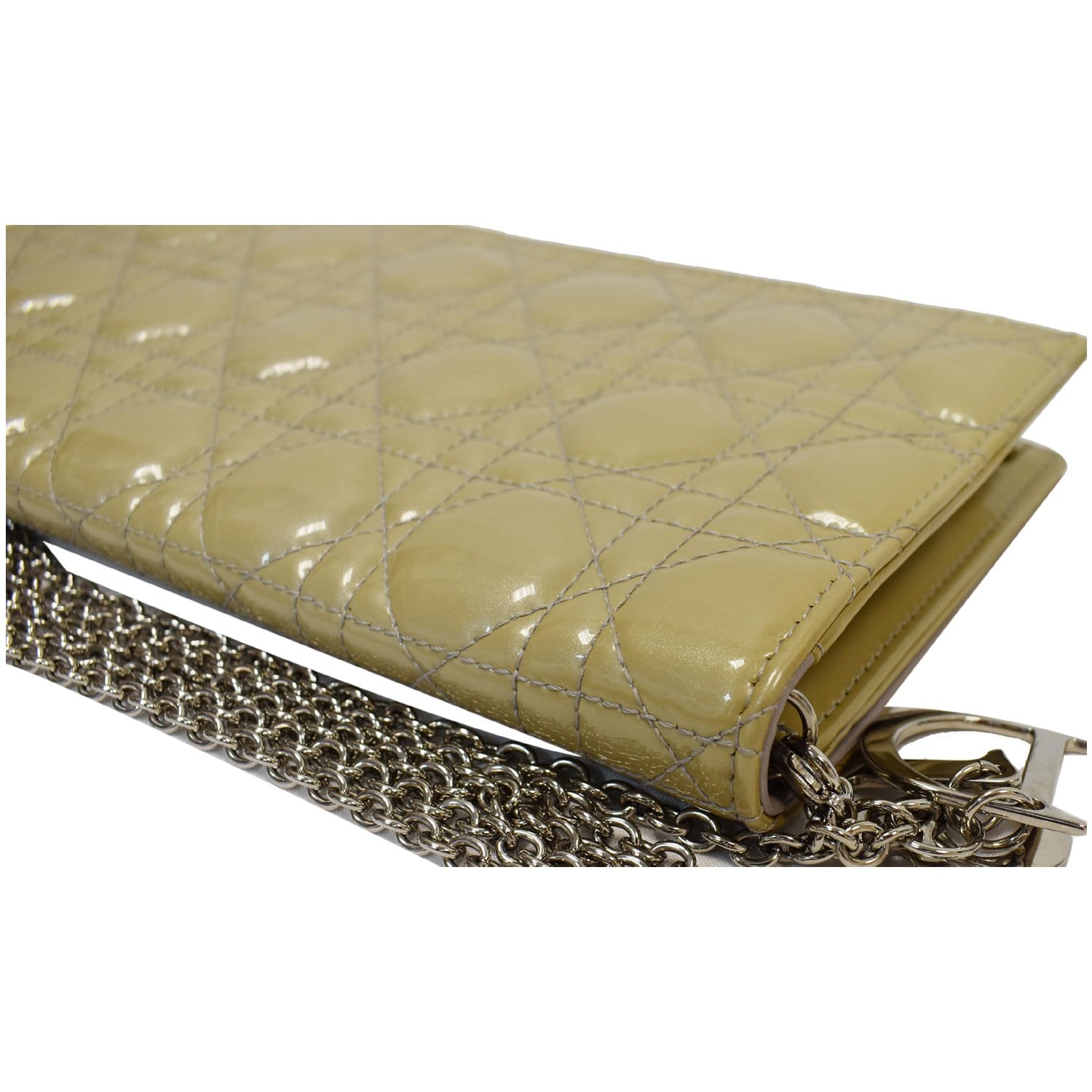 CHRISTIAN DIOR Quilted Patent Leather Lady Dior Clutch Bag