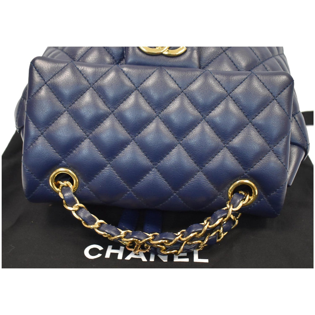 CHANEL Small Urban Spirit Quilted Lambskin Backpack Bag Navy