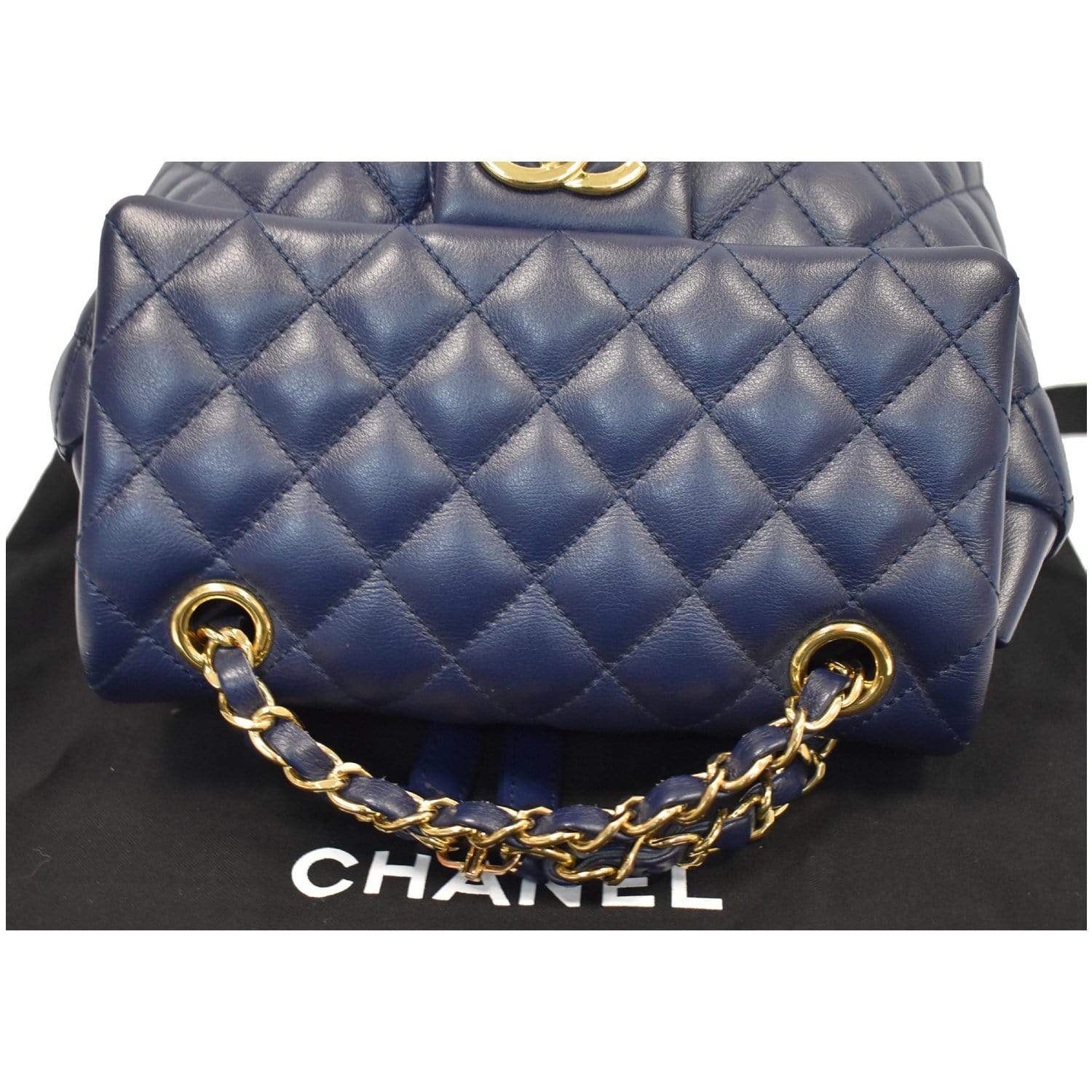 CHANEL Small Urban Spirit Quilted Lambskin Backpack Bag Navy