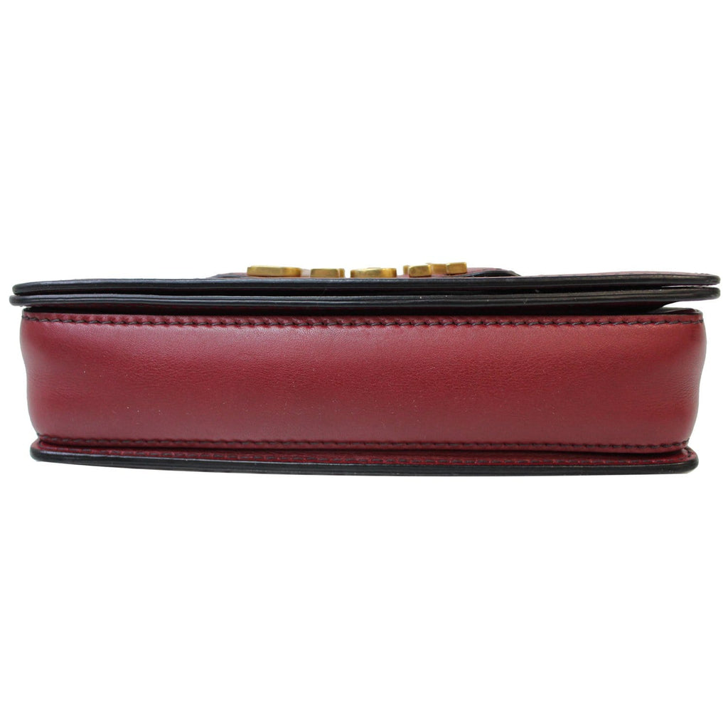 CHRISTIAN DIOR Dio(r)evolution Flap Calfskin Shoulder Bag Dark Red
