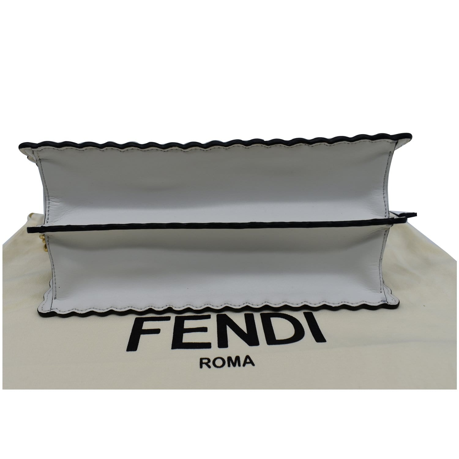 FENDI Vitello Liberty Kan I Bicolor Leather Shoulder Bag Black