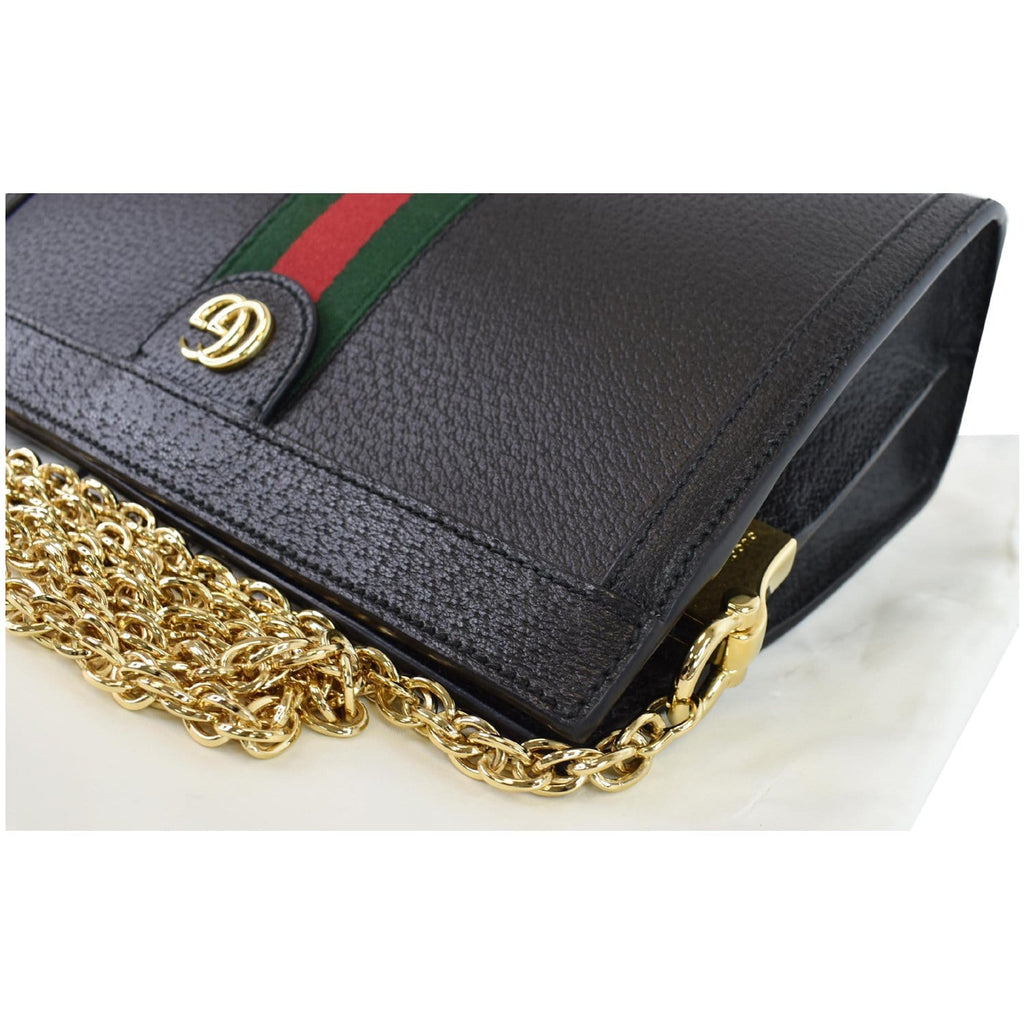 GUCCI Ophidia Small Web Calfskin Shoulder Bag Black 503877