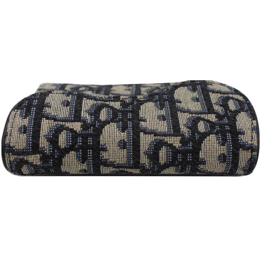 CHRISTIAN DIOR Saddle Flap Jacquard Canvas  Holder Beige