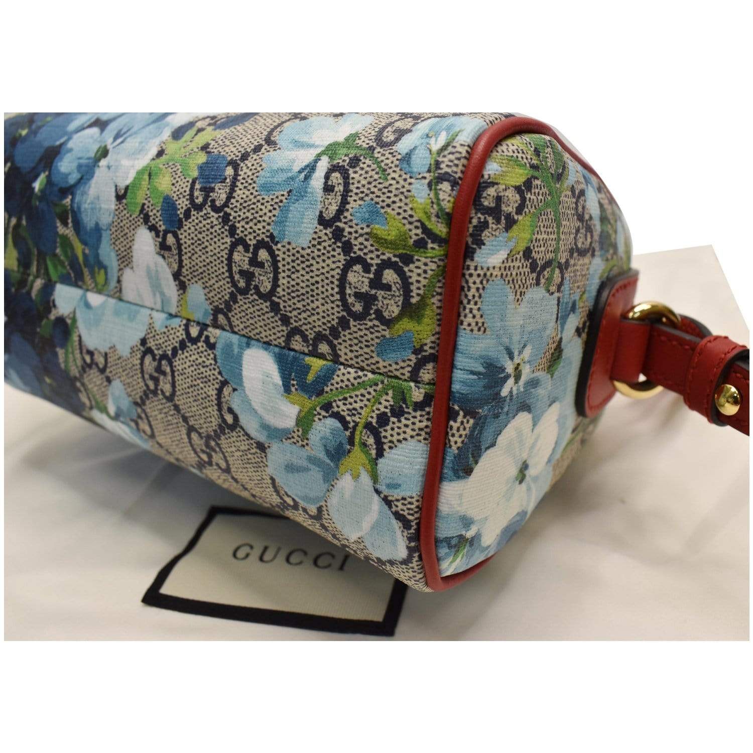 GUCCI Mini Blooms GG Supreme Canvas Top Handle Crossbody Bag Red 546312