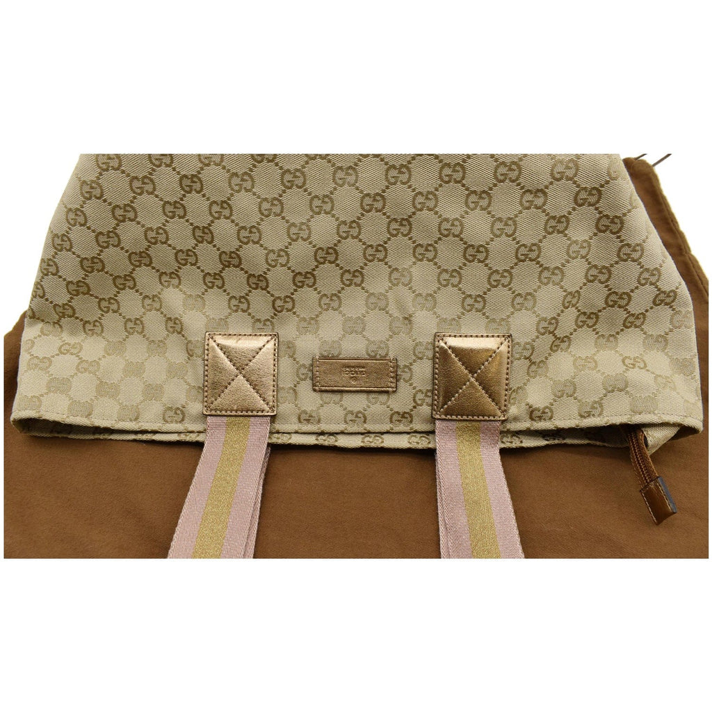 GUCCI Sherry GG Canvas Leather Tote Bag Beige 131231