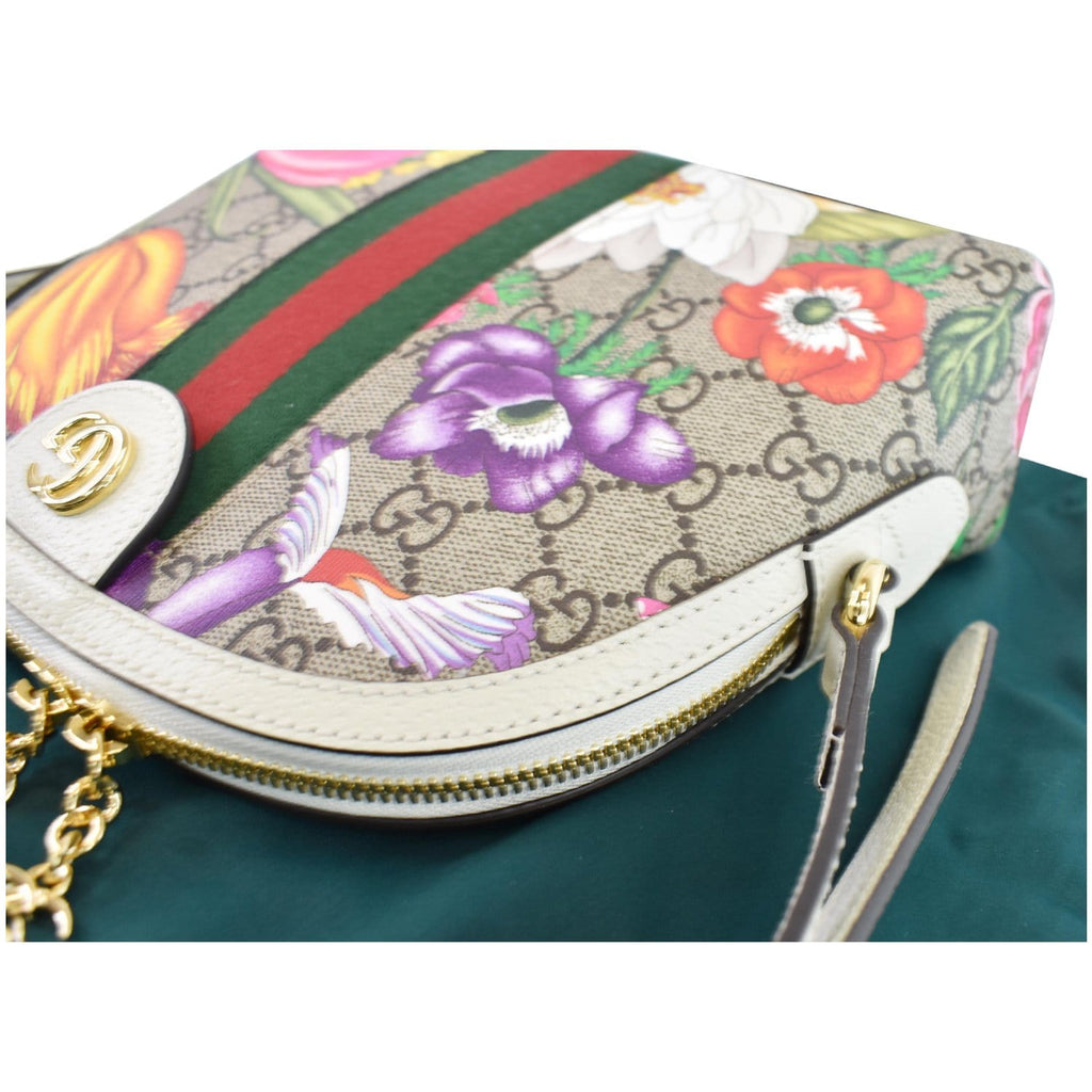 GUCCI Ophidia Flora Small Supreme Canvas Shoulder Bag Beige 499621