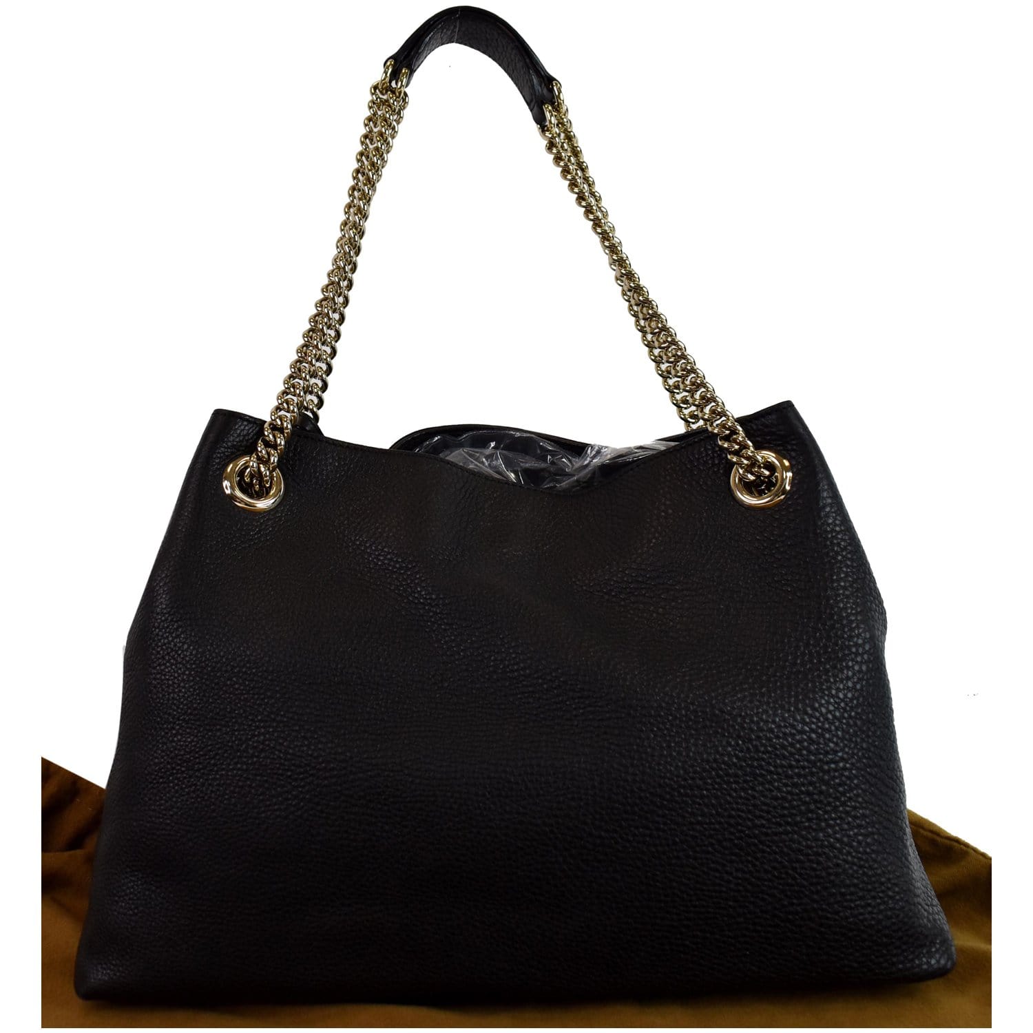GUCCI Soho Pebbled Leather Chain Shoulder Bag 308982 Black
