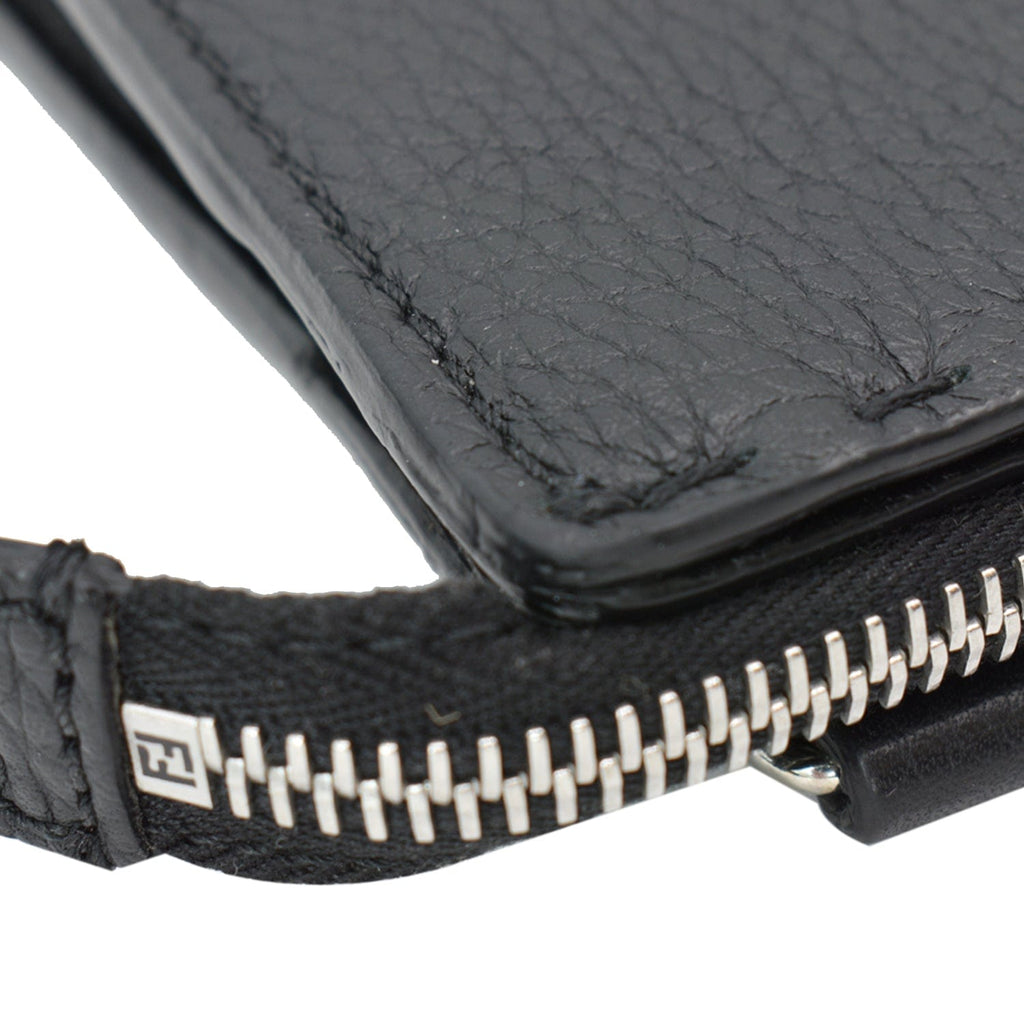 FENDI Leather Crossbody Messenger Bag Black