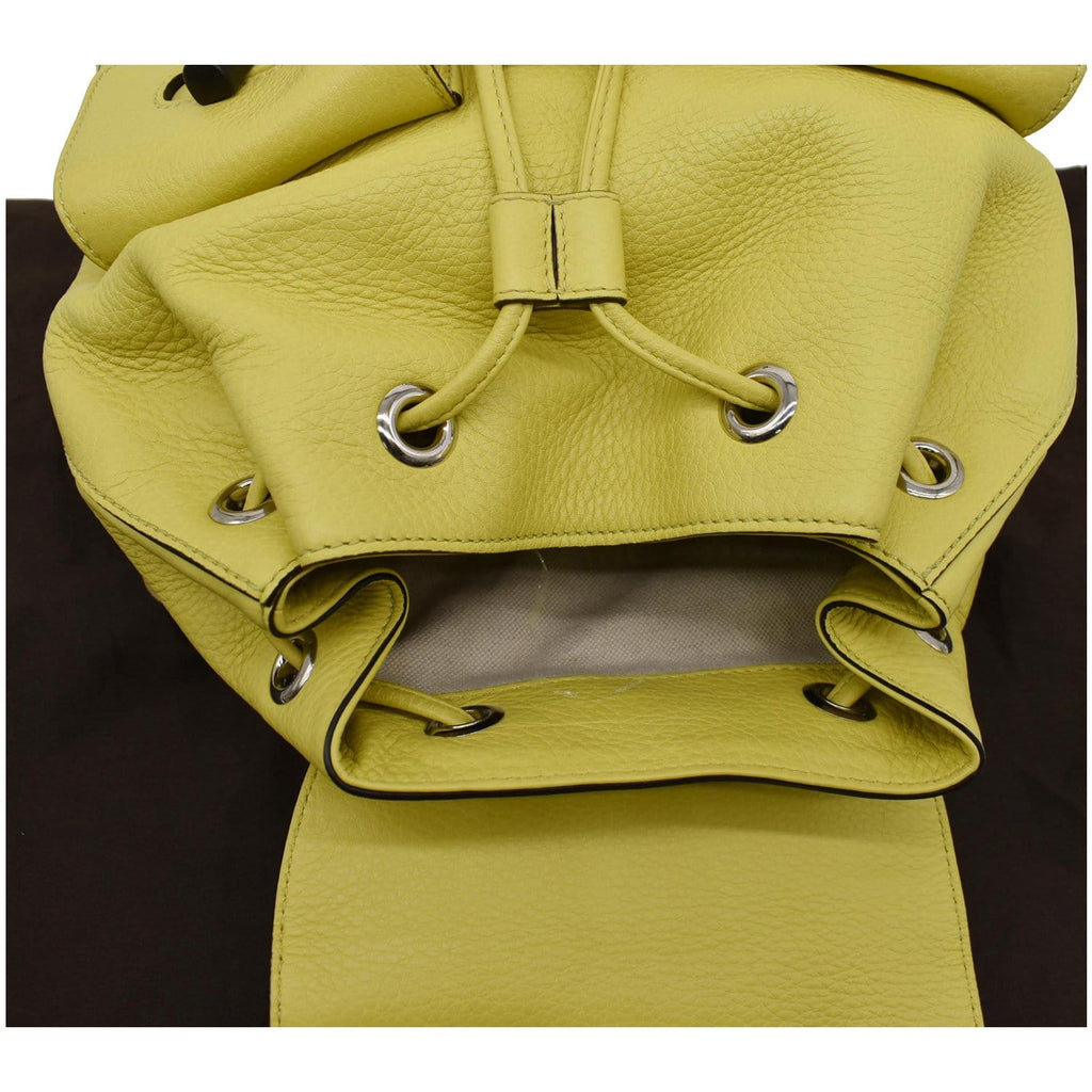 GUCCI Bamboo Pebbled Leather Backpack Bag Yellow 370833 - Last Call