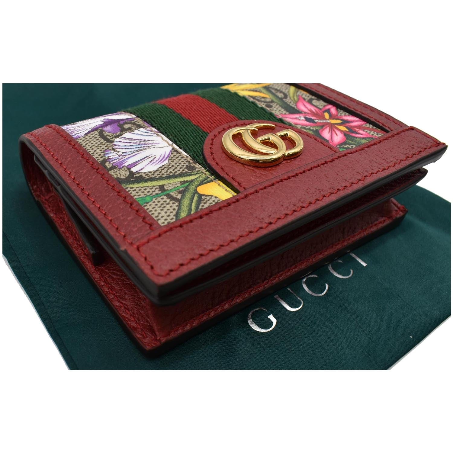GUCCI Ophidia Flora GG Supreme Canvas  Case Wallet Red 523155