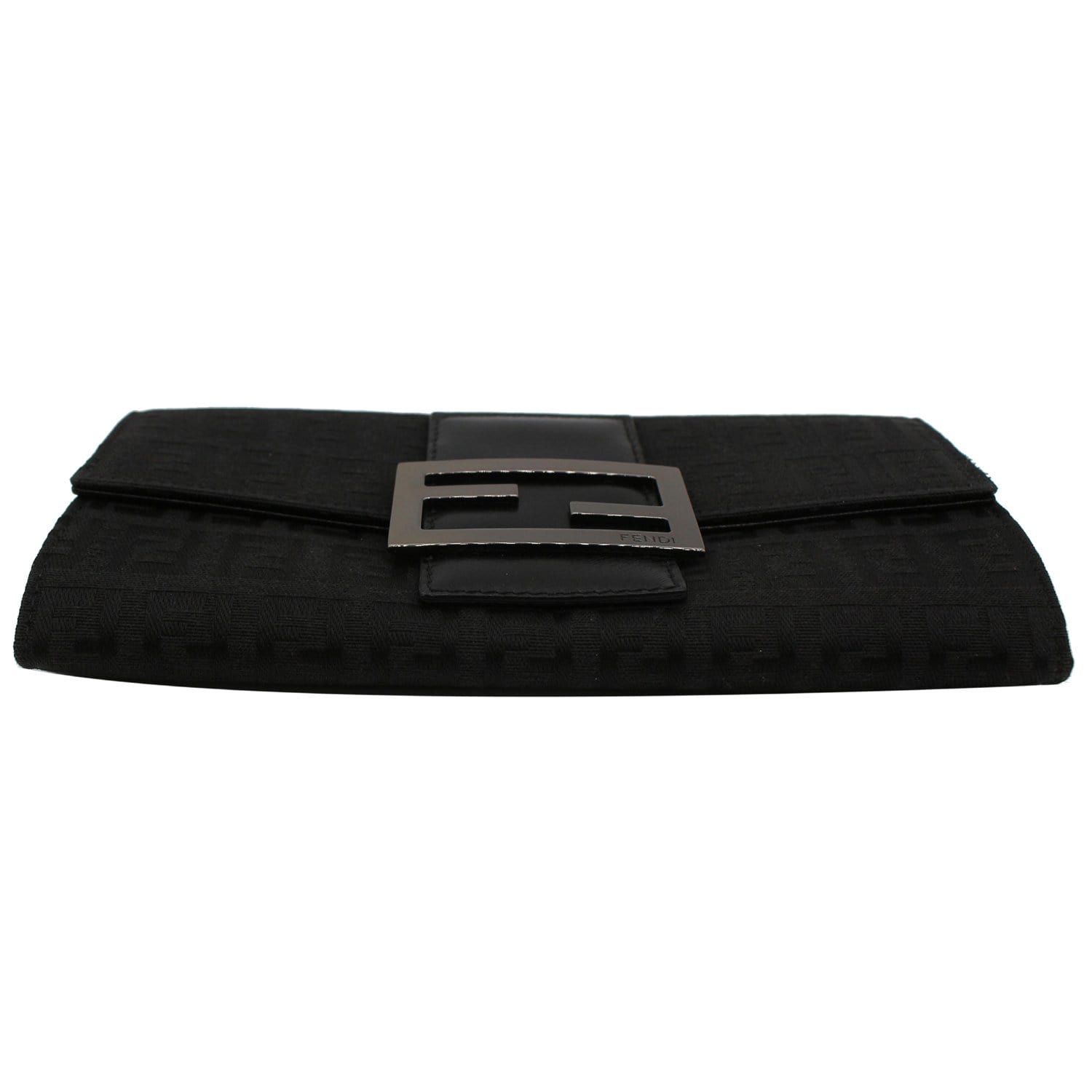 FENDI Zucchino Monogram Canvas Long Bi-Fold Wallet Black