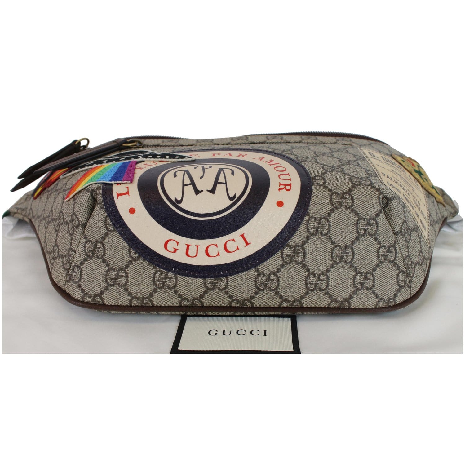 GUCCI Courrier GG Supreme Canvas Belt Waist Bum Bag Beige 529711