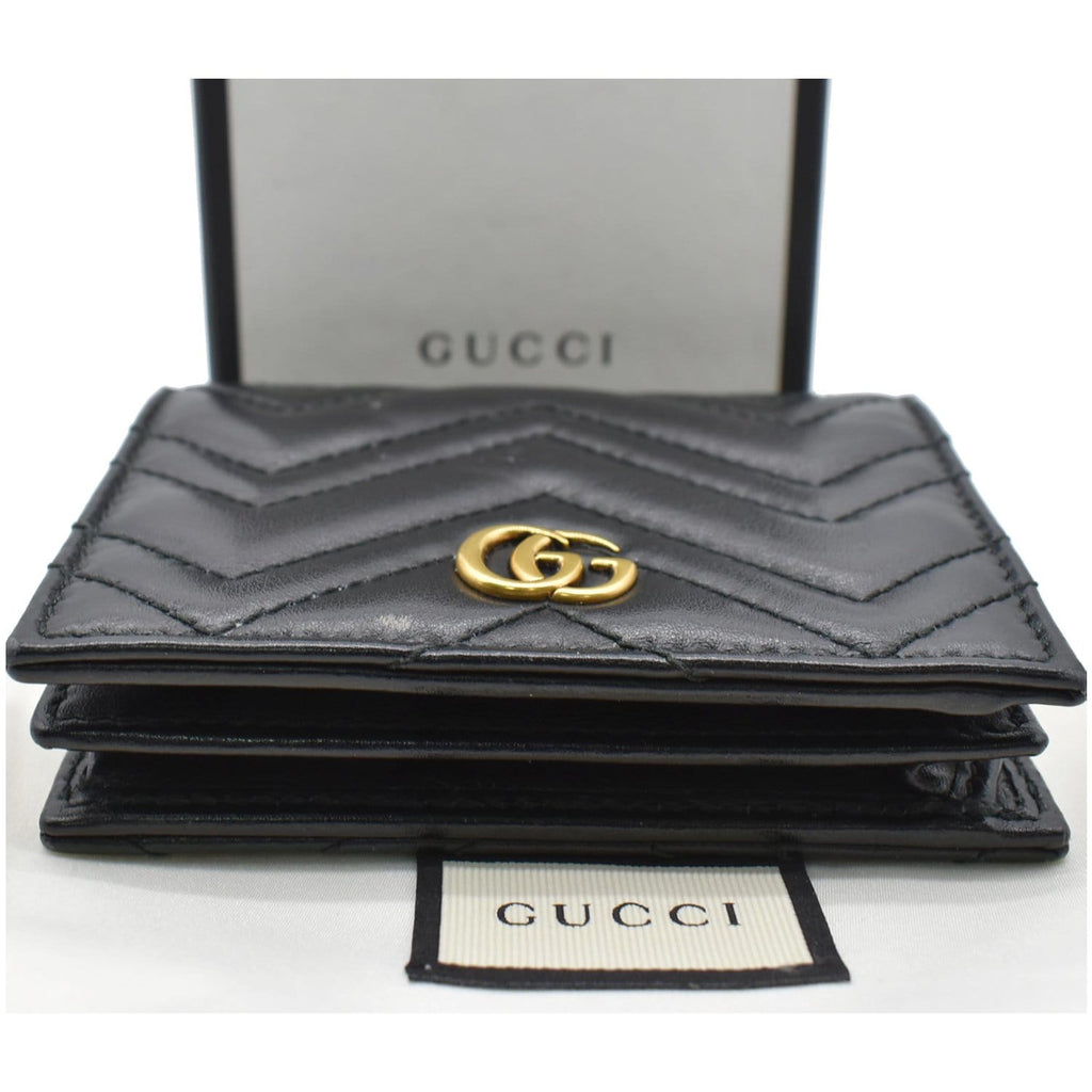 Gucci Marmont GG Matelasse Leather  Case Wallet Black 466492