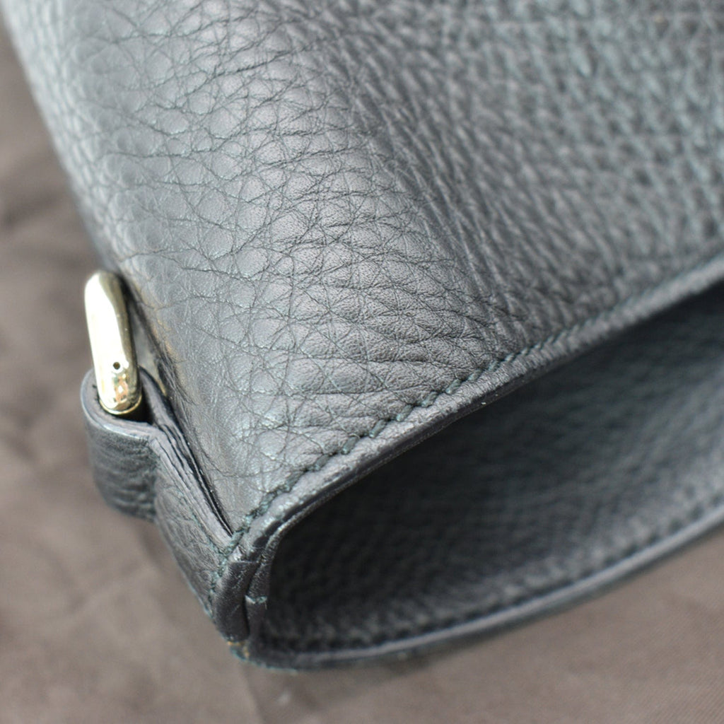 GUCCI Soho Tassel Pebbled Leather Tote Bag Black 282303 - sold