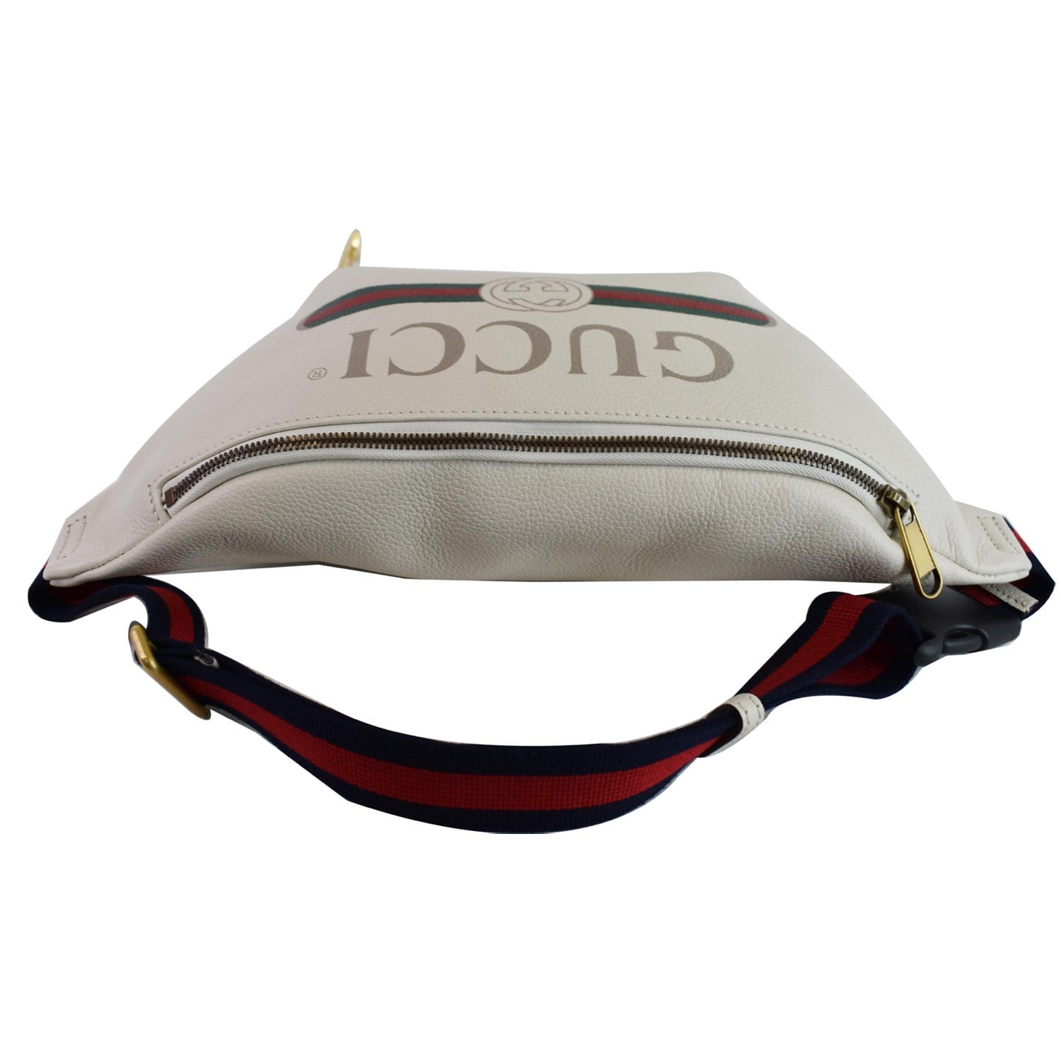 GUCCI Print Leather Medium Belt Waist Bum Bag White 530412