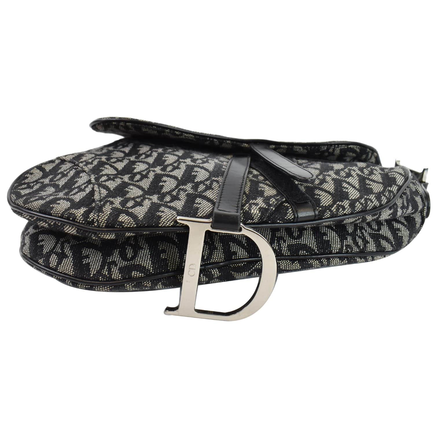 CHRISTIAN DIOR Saddle Oblique Jacquard Shoulder Bag Black