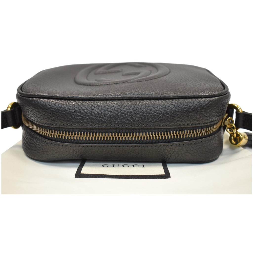 GUCCI Soho Disco Small Pebbled Leather Crossbody Bag Black 347994