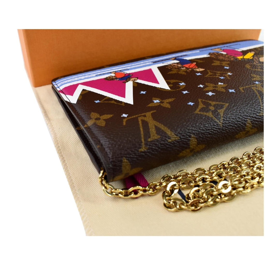 LOUIS VUITTON Weekend Pochette Monogram Canvas Shoulder Clutch Brown