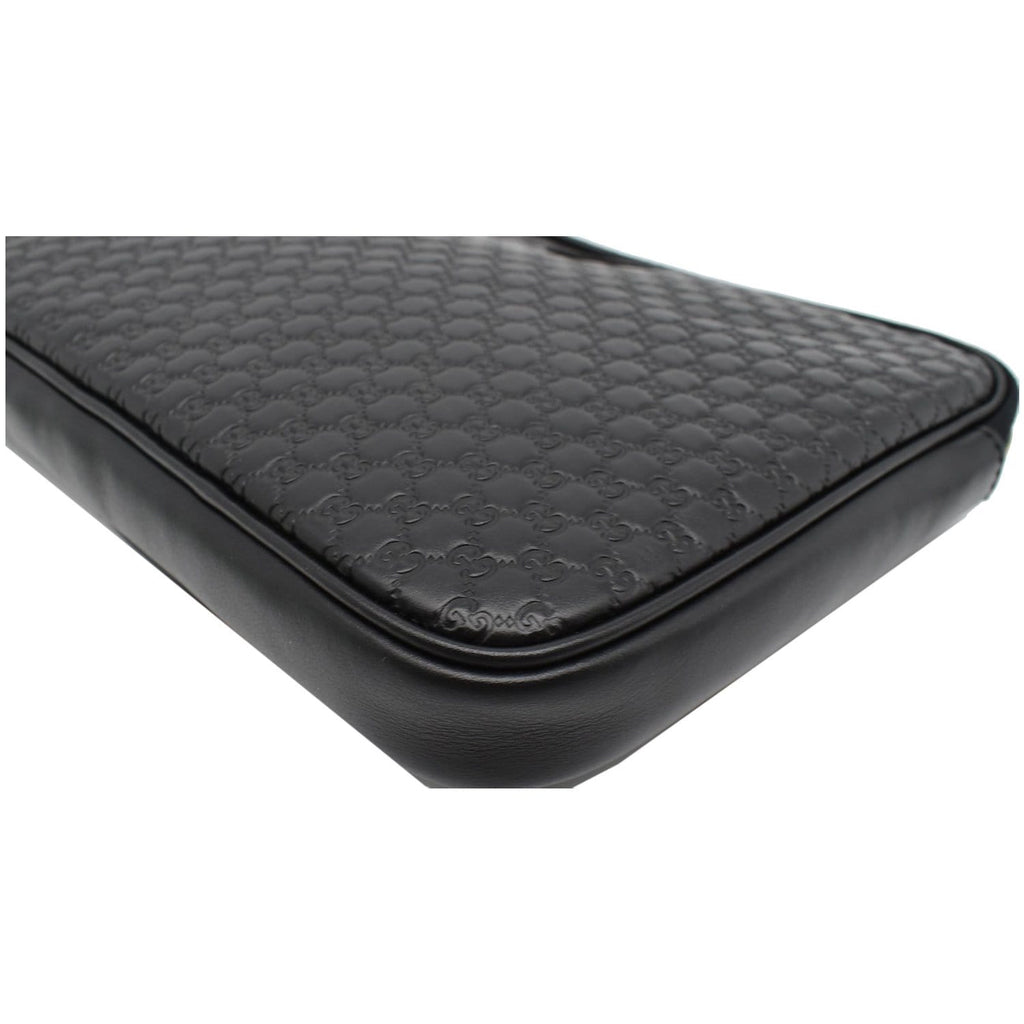 GUCCI Microguccissima Leather Clutch Bag Black 607726