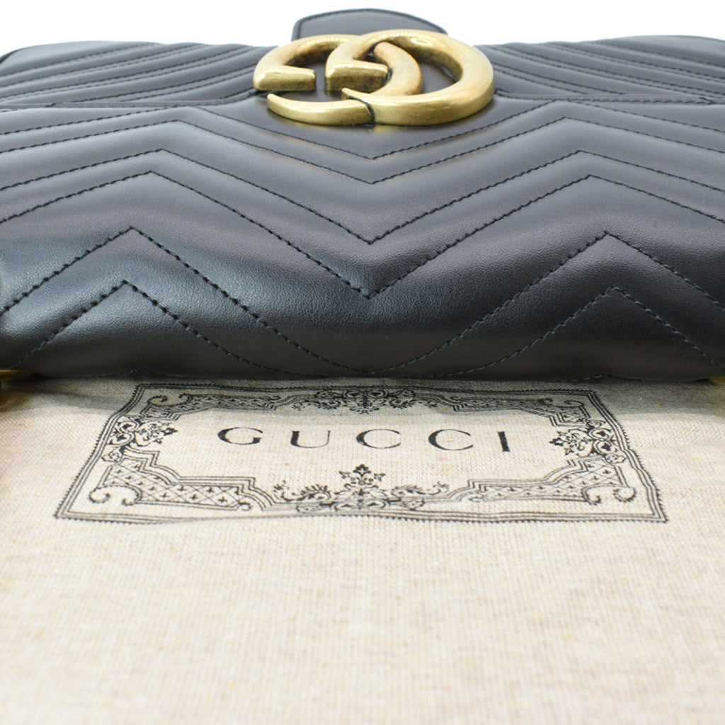 GUCCI GG Marmont Medium Matelasse Shoulder Bag Black 443496