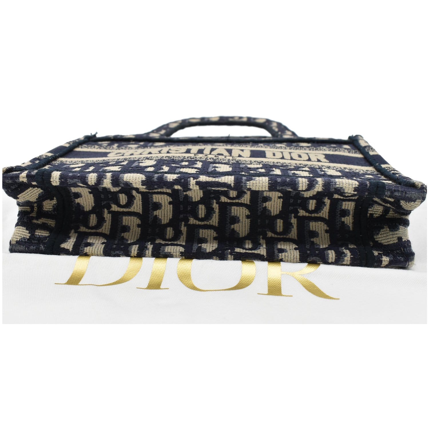 CHRISTIAN DIOR Mini Dior Book Oblique Embroidery Tote Bag Blue