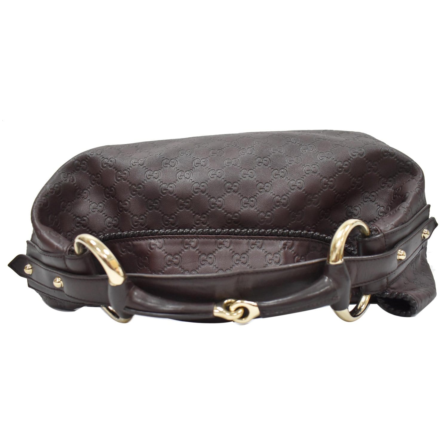 GUCCI Horsebit Large Guccissima Leather Hobo Bag Dark Brown 114900