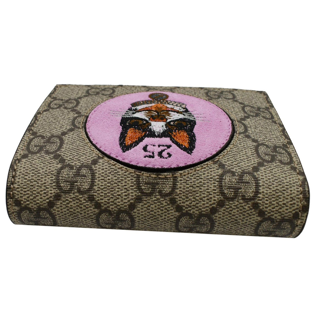 GUCCI Bosco Patch GG Supreme Canvas  Case Wallet Beige 506277