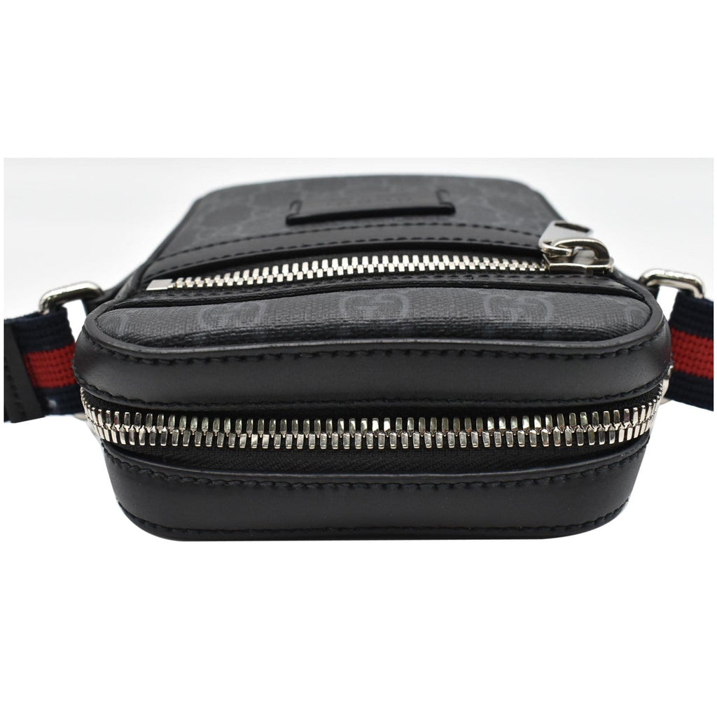 GUCCI GG Supreme Monogram Web Messenger Bag Black 598103