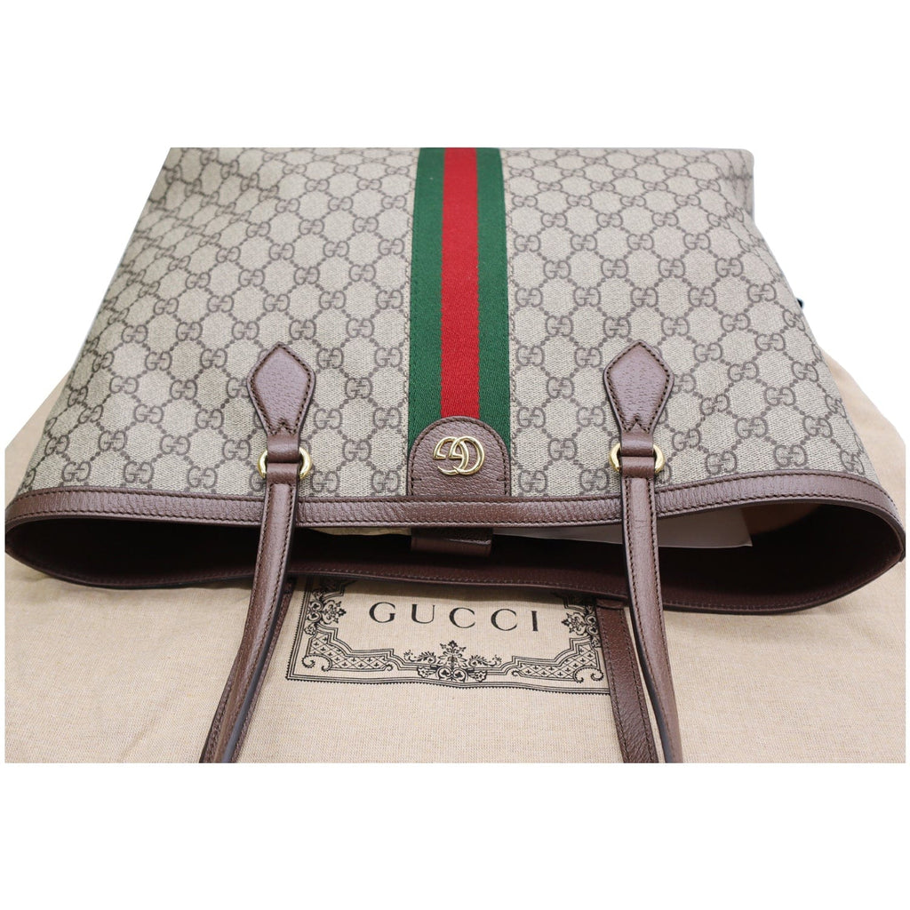 GUCCI Ophidia Medium GG Supreme Canvas Tote Bag Beige