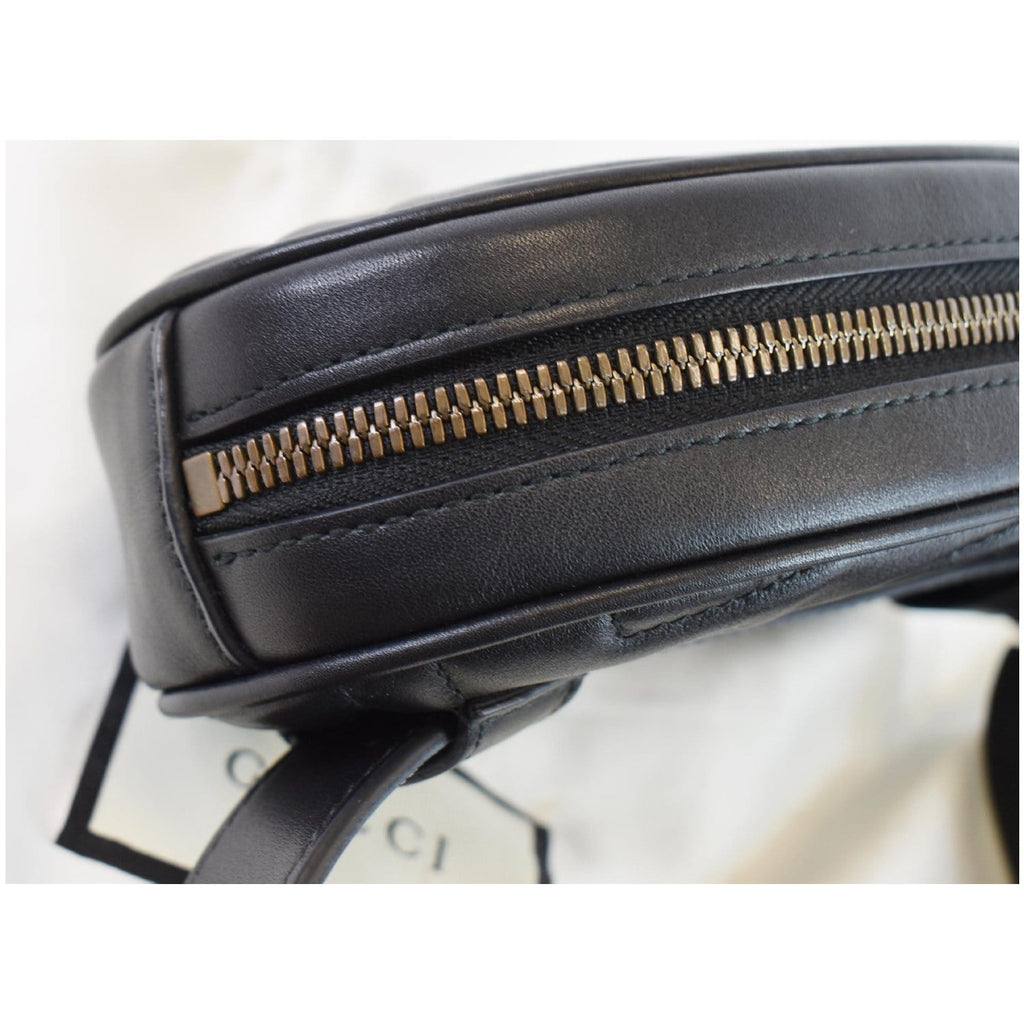 GUCCI GG Marmont Matelasse Leather Belt Bag Black 476434