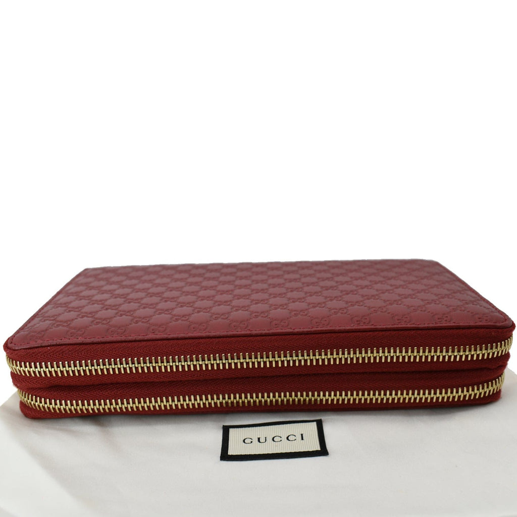 GUCCI Microguccissima GG Leather Double Zip Large Wallet Red 544250