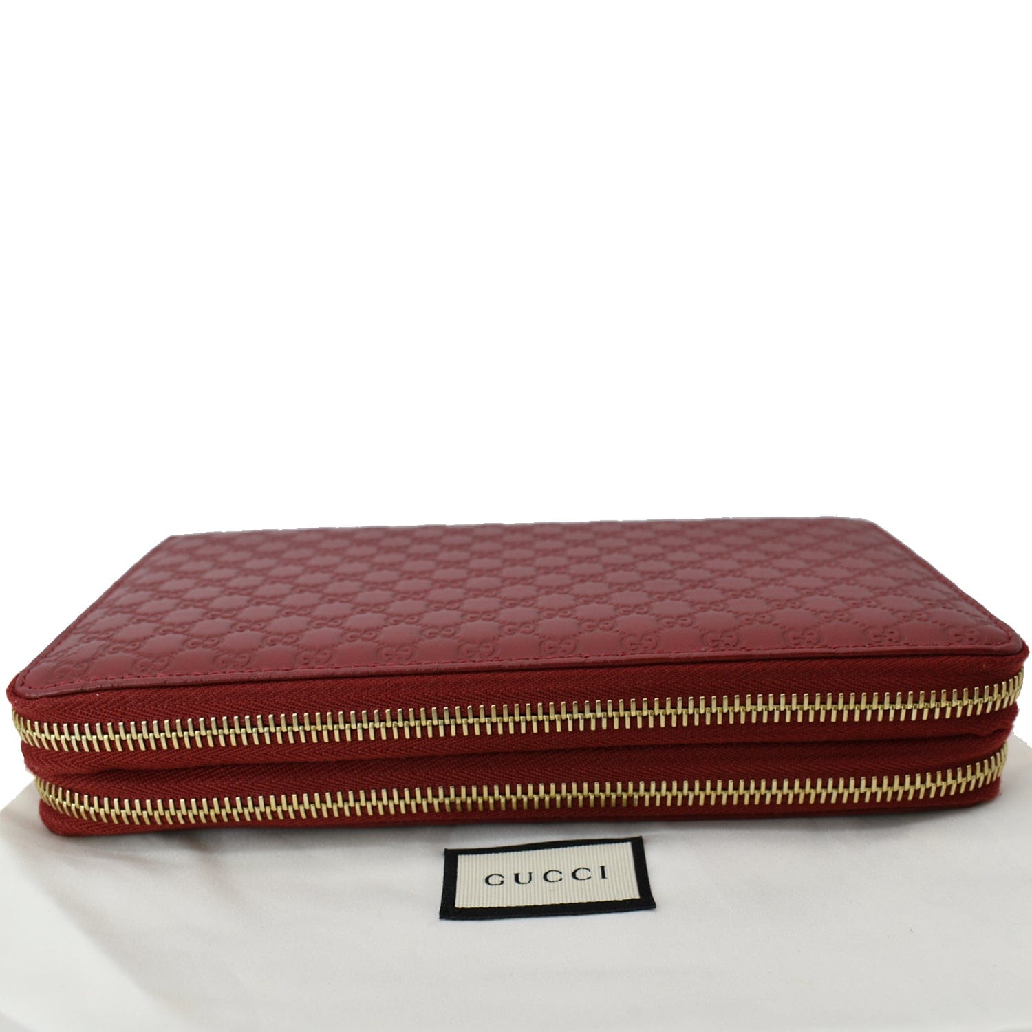 GUCCI Microguccissima GG Leather Double Zip Large Wallet Red 544250